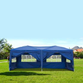 20''x10''(3 x 6m) Four Windows Practical Waterproof Folding Tent Blue XH