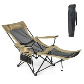 Camping Lounge Chair with Detachable Footrest Adjustable Backrest