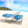 63*70*99cm Heightened Oxford Cloth Silver White Aluminum Tube Bearing 100kg Beach Chair Blue