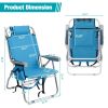 63*70*99cm Heightened Oxford Cloth Silver White Aluminum Tube Bearing 100kg Beach Chair Blue