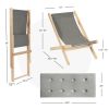 3-Position Adjustable and Foldable Wood Beach Sling Chair with Free Cushion