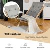 3-Position Adjustable and Foldable Wood Beach Sling Chair with Free Cushion