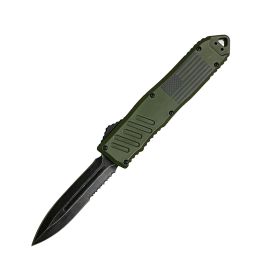 5.5" Automatic OTF Knife w/ Half Serrated Dagger Blade (Color: Green)