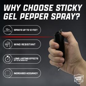 Streetwise Sticky Gel Pepper Spray (Color: Black, size: 4oz)