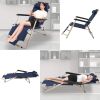 Set of 2 Portable Chaise Lounge Chair 60"L Flat Folding Outdoor Recliner Chair, Dark Blue/Blue