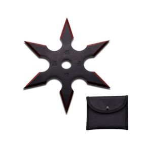 4-INCH 6 Points Throwing Star with Pouch (Color: Red)